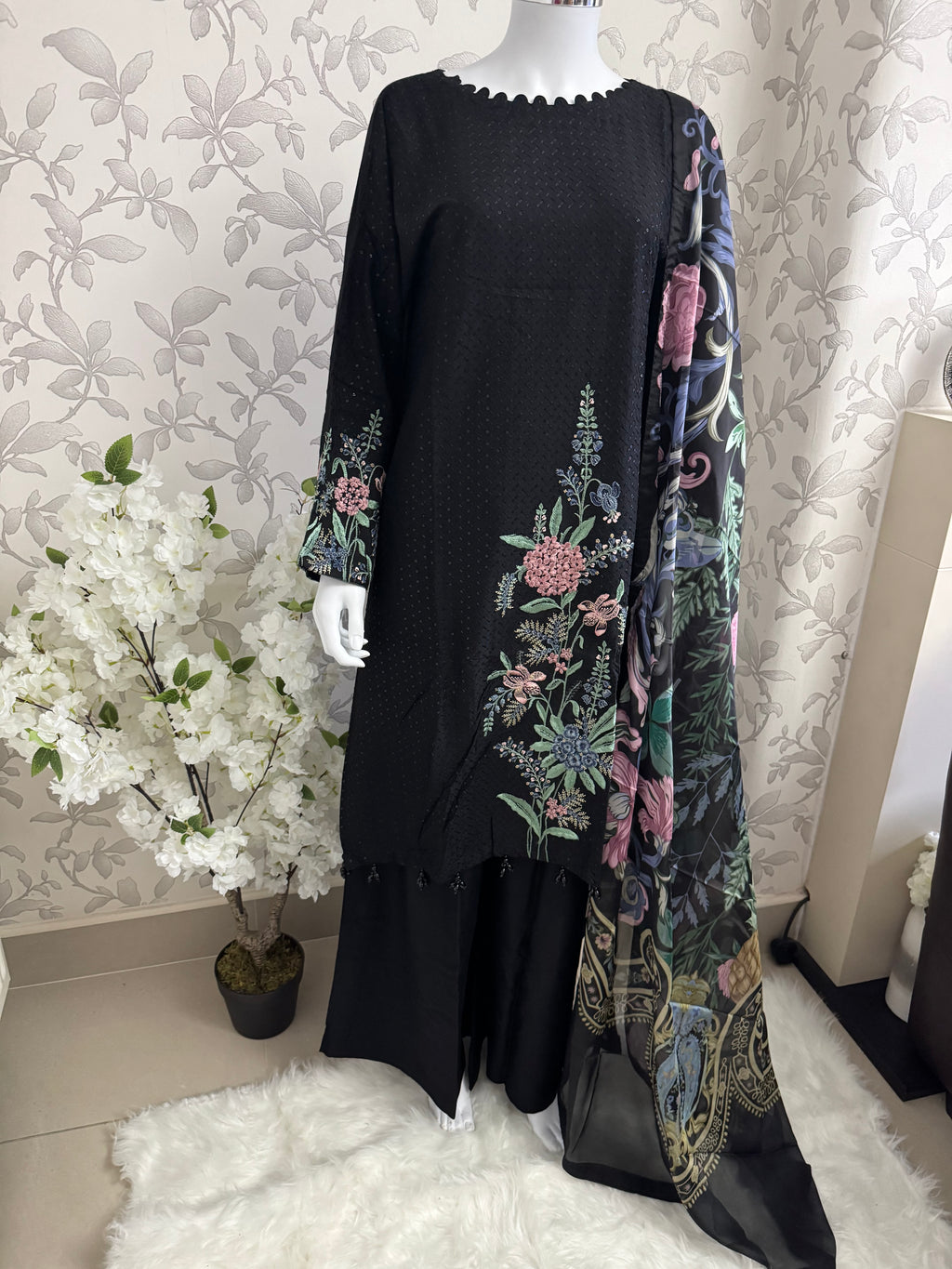 M Prints 2B inspired Embroidered 3-Piece Suit | Pakistani Designer Dress