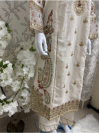 Ivory Cream Embroidered Pakistani 3 Piece Suit – Luxury Eid Festive Wear