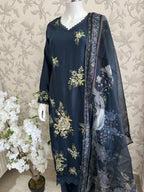 M Prints inspired Embroidered 3-Piece Suit | Pakistani Designer Dress