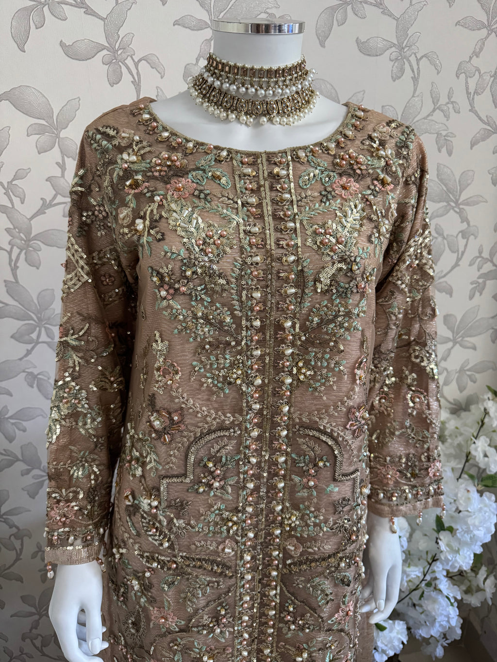 PEARLS Luxury Hand-Embellished Pakistani 3 piece Suit