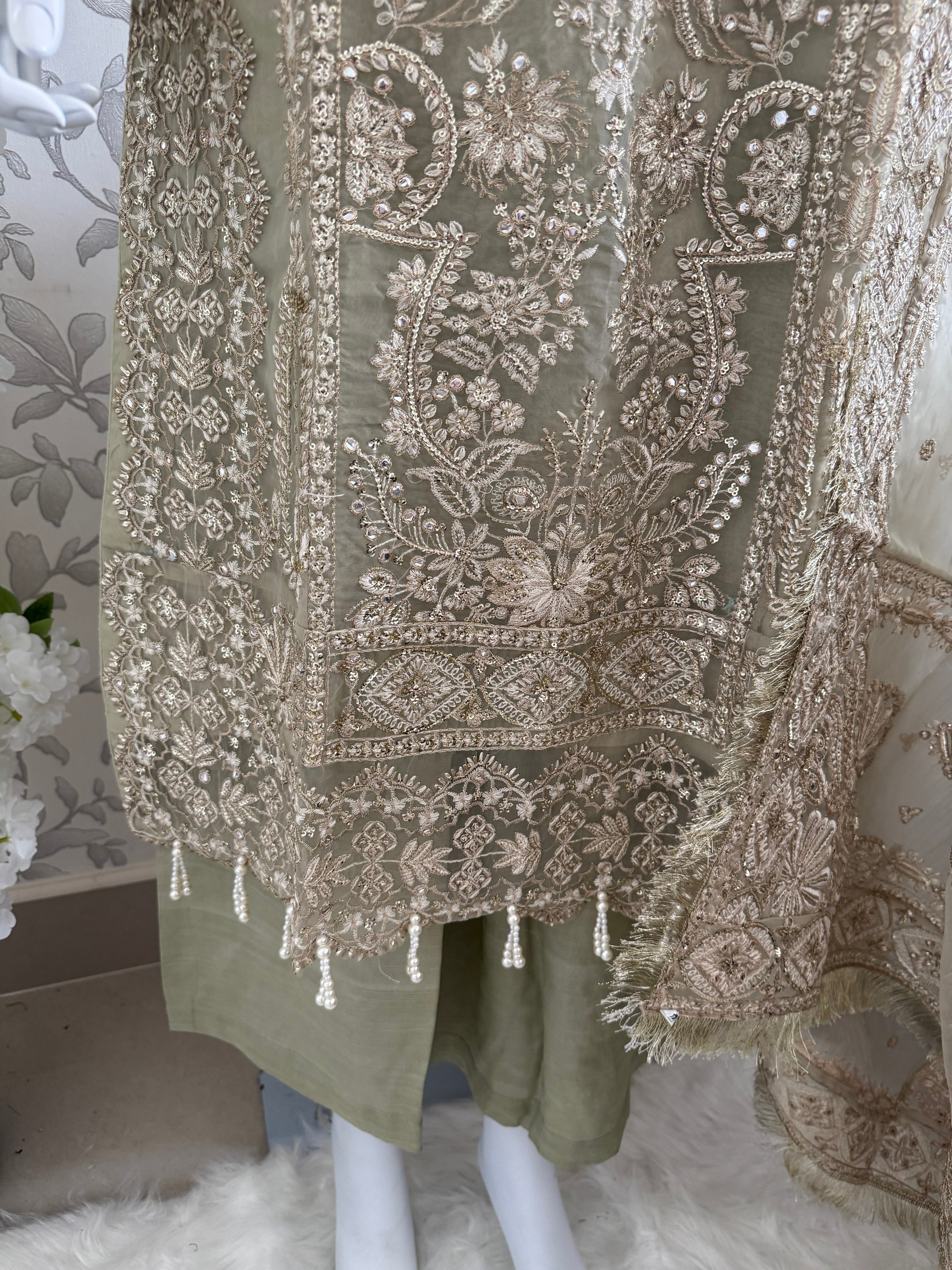 AFROZ Embroidered Organza Suit | Pakistani Wedding & Formal Dress