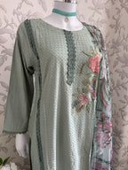 M Prints inspired Embroidered 3-Piece Suit | Pakistani Designer Dress