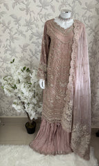 SERENE Blush Pink Embroidered Sharara Suit | Pakistani Designer Wedding Dress