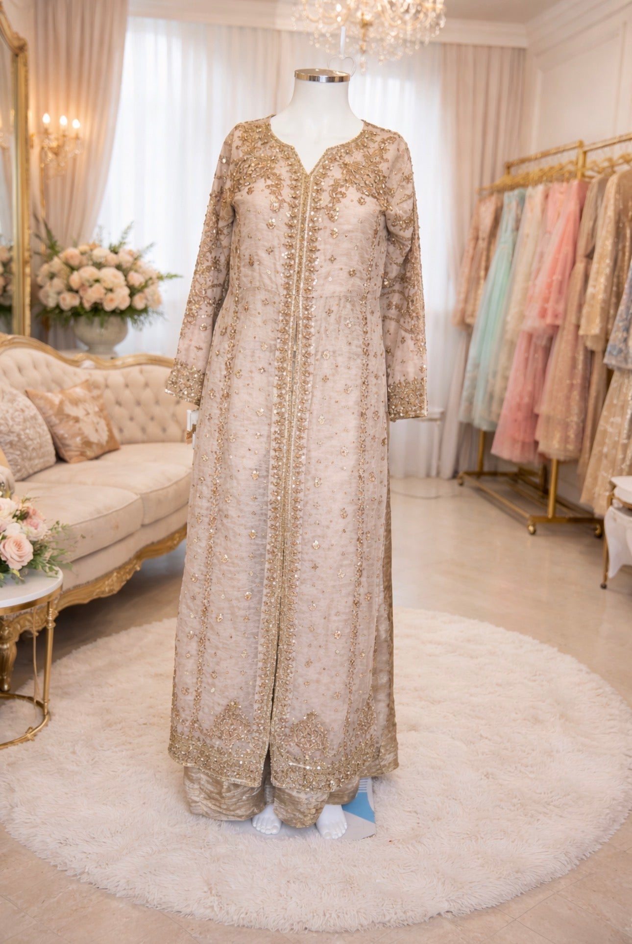 NAZLEEN Embroidered 3 piece Chiffon Suit| Pakistani Designer Wedding Dress