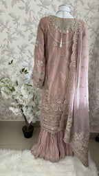 SERENE Blush Pink Embroidered Sharara Suit | Pakistani Designer Wedding Dress