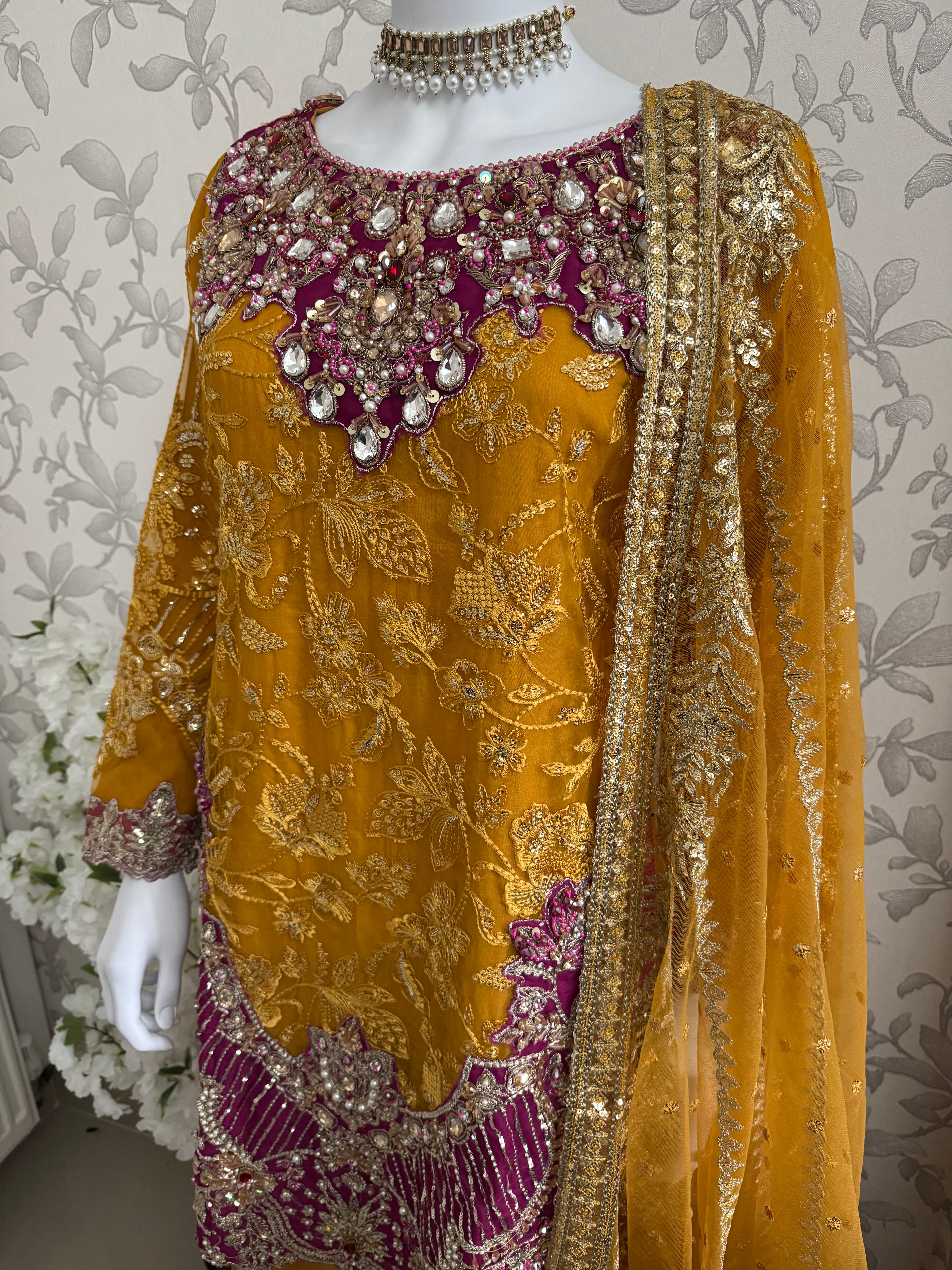 IMROZIAA Embroidered Gharara Suit | Pakistani Designer Wedding Dress