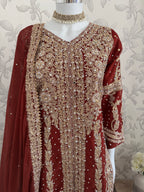 AFREEN Heavy Embroidered 3-piece Chiffon Suit | Pakistani Wedding Dress
