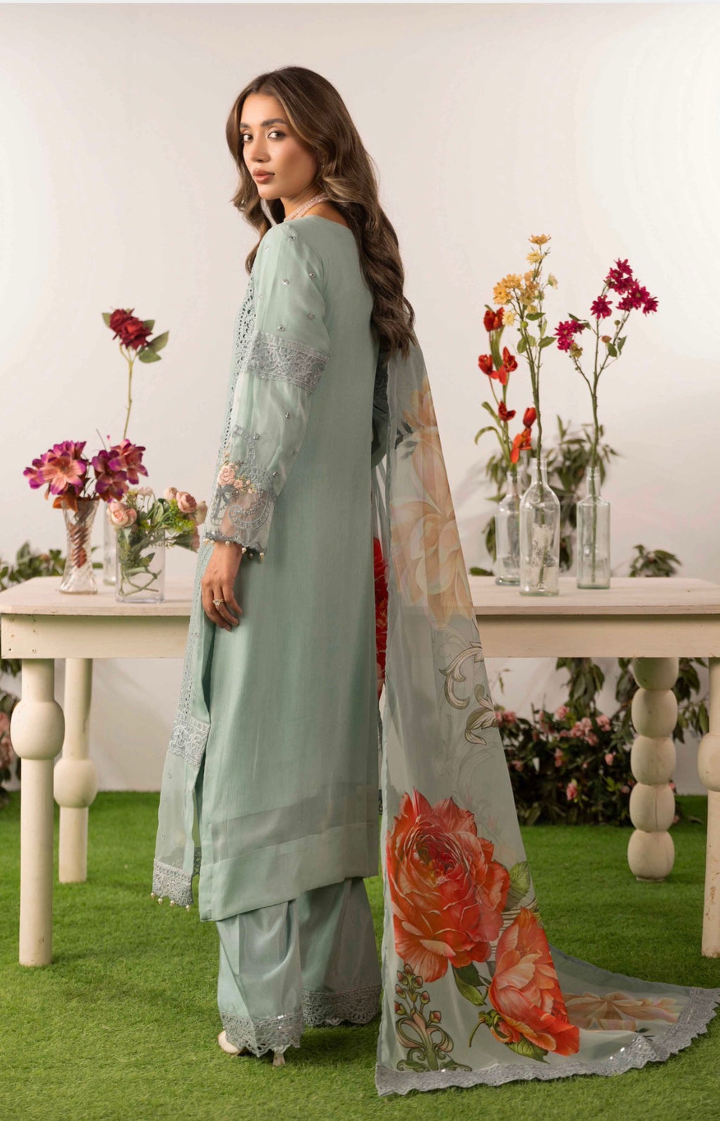 DIAMONDS Luxury Embroidered Chiffon Suit – 3 Piece Collection