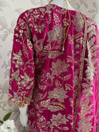 SAFINA….. Hot Pink Luxury Embroidered Pakistani Formal Suit with Organza Dupatta