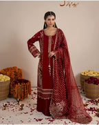 CHAAND RAAT Luxury Embroidered Raw Silk-3 piece suit