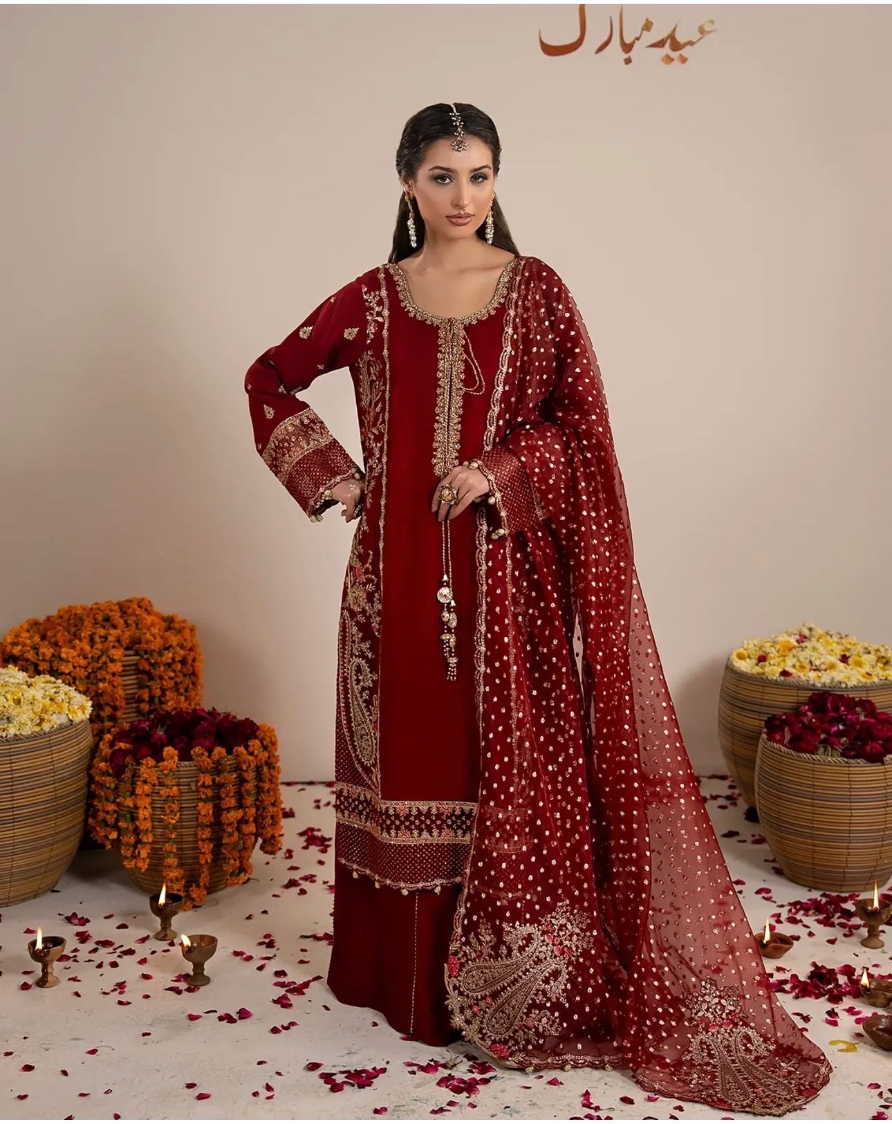 CHAAND RAAT Luxury Embroidered Raw Silk-3 piece suit
