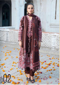 HUSN-E-EID Elegance Brown Embroidered Pakistani Suit with Printed Dupatta
