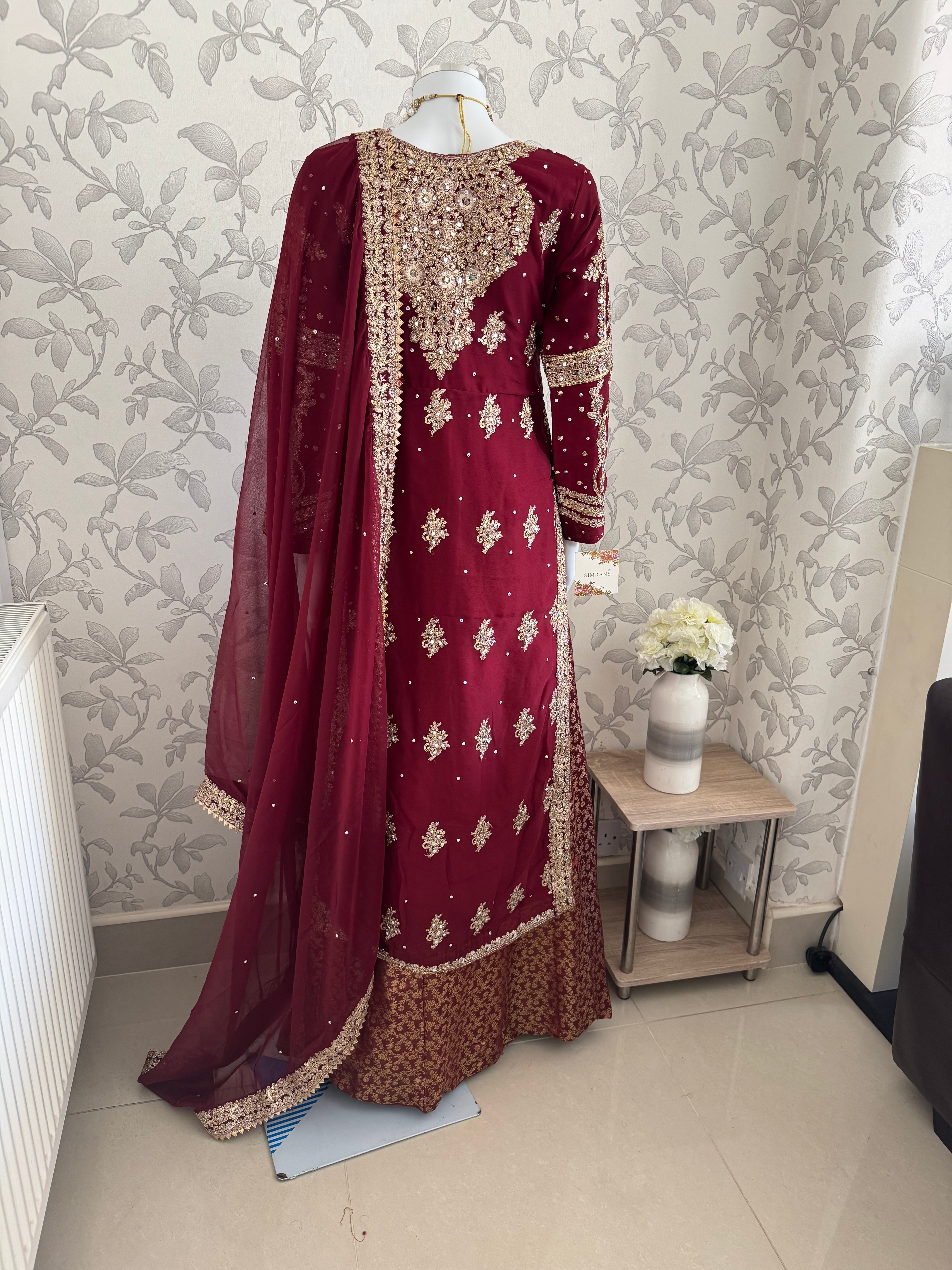 AFREEN Heavy Embroidered 3-piece Chiffon Suit | Pakistani Wedding Dress