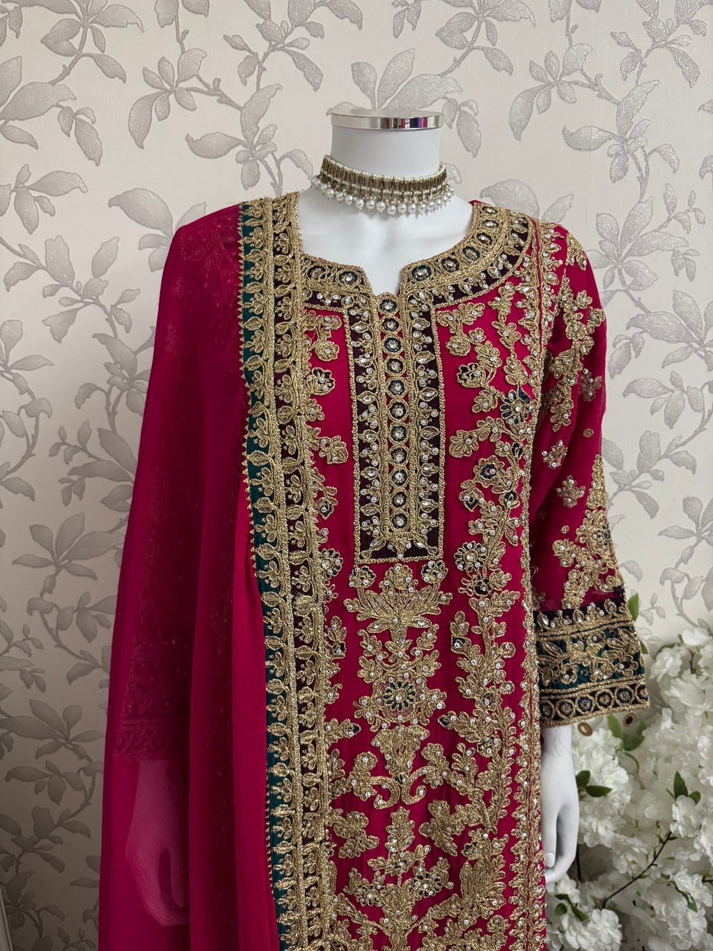 AYLAA Luxury Embroidered Chiffon Suit – 3 Piece Collection