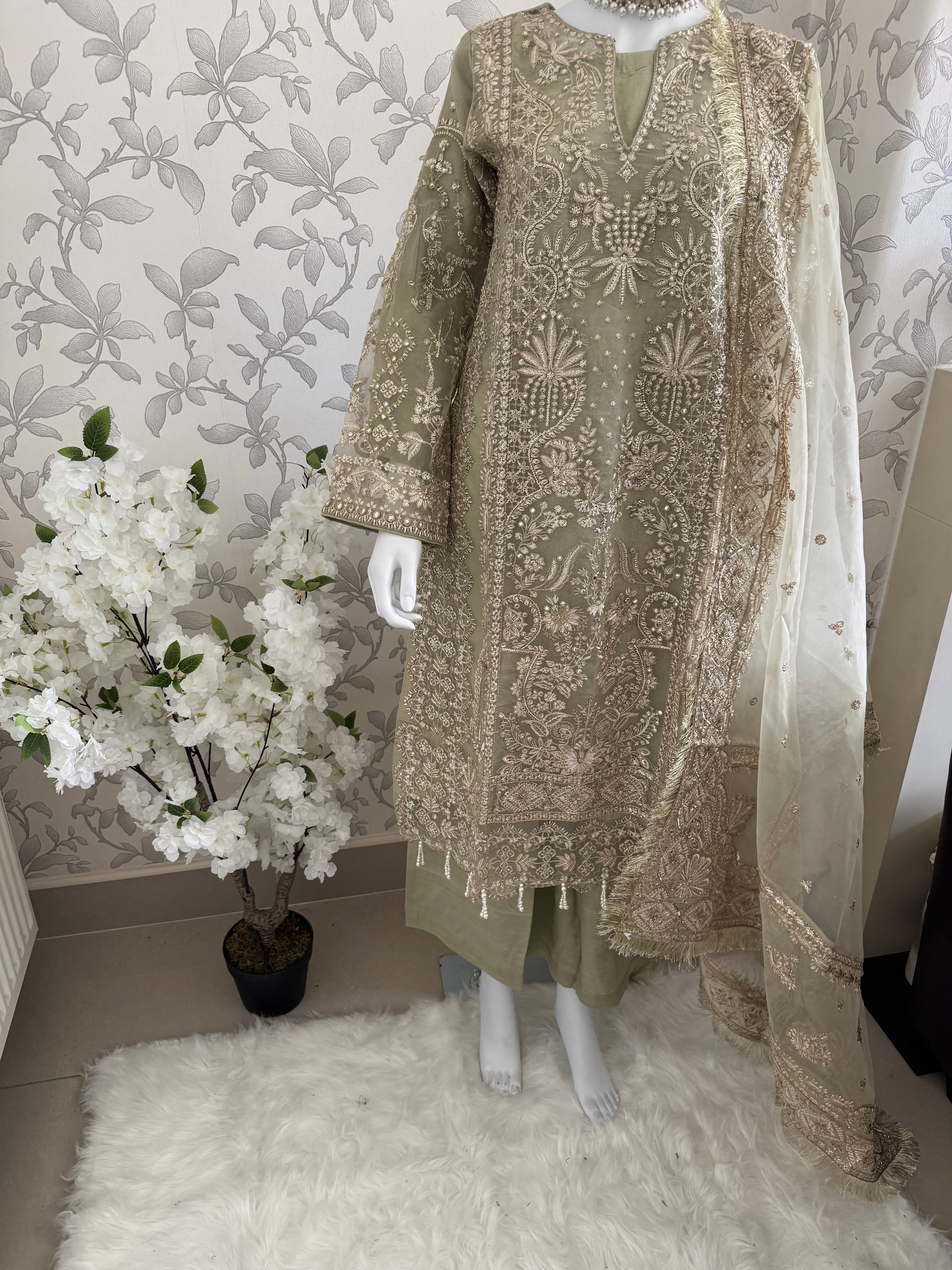 AFROZ Embroidered Organza Suit | Pakistani Wedding & Formal Dress