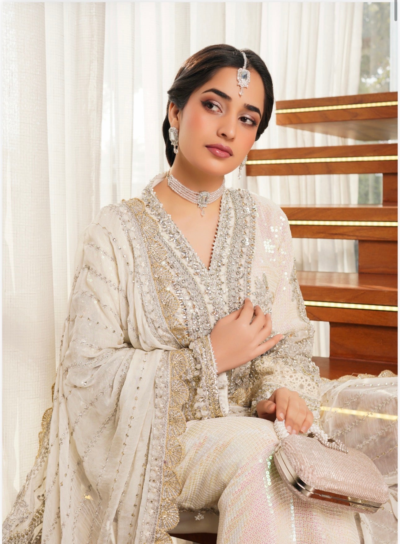 SITARA Luxury Embroidered 3 piece Chiffon Suit | Pakistani Designer Wedding Dress
