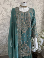 SAFFA Luxury Embroidered Chiffon Suit – 3 Piece Collection