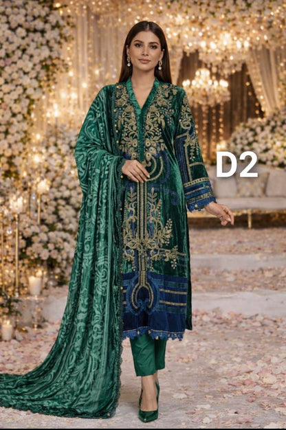 D2 ماریا بی (انسپائرڈ) – ویلویٹ ونٹر پرسٹیج کلیکشن 2025 | XL سے چھوٹا