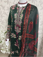 HUSN-E-EID Emerald green Embroidered -3 pieces Suit