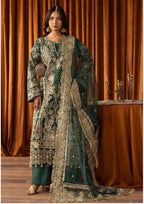 AFROZ Emerald Embroidered Organza Suit | Pakistani Wedding & Formal Dress