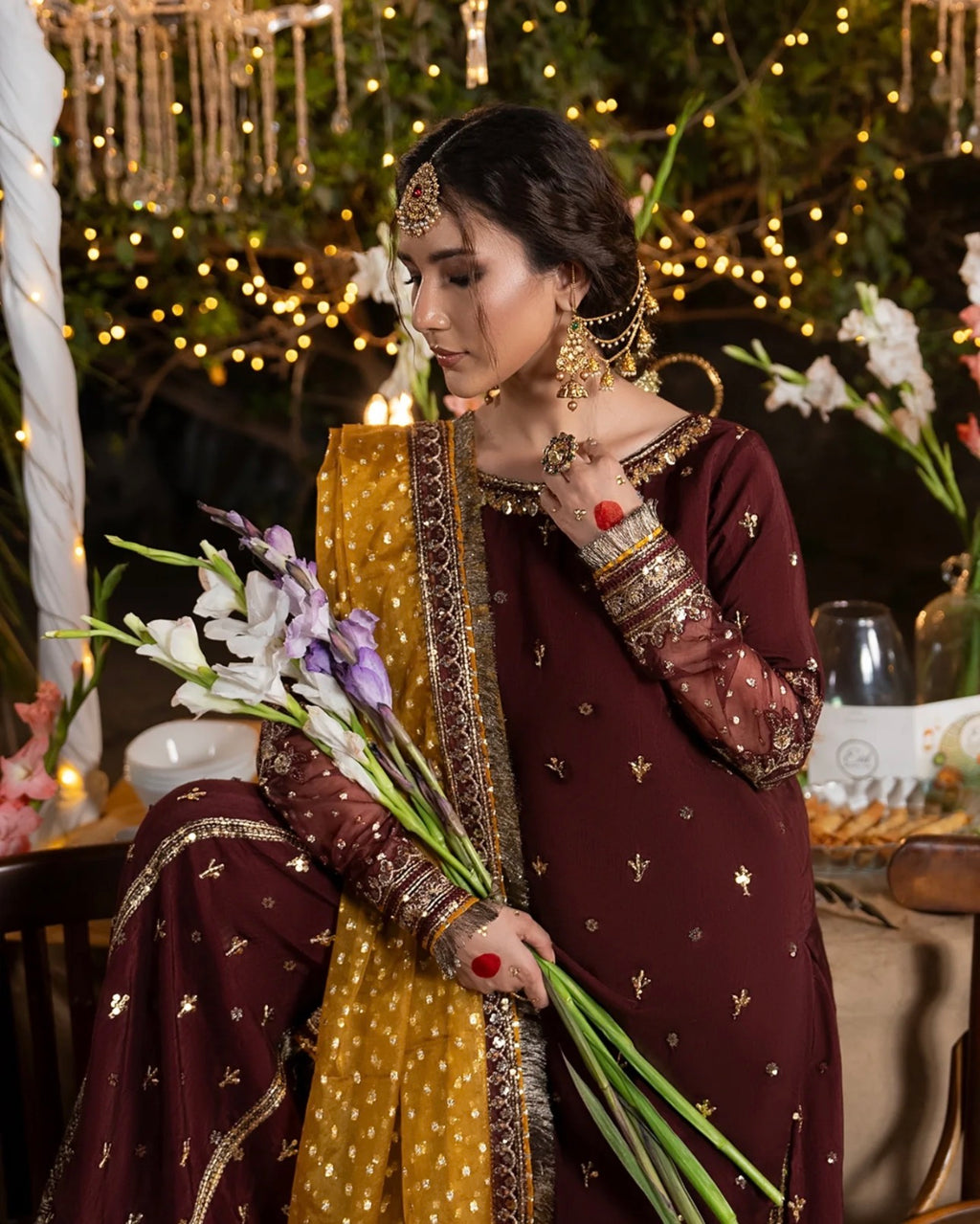 CHAAND RAAT Luxury Embroidered Raw Silk Suit – 3 Piece Collection