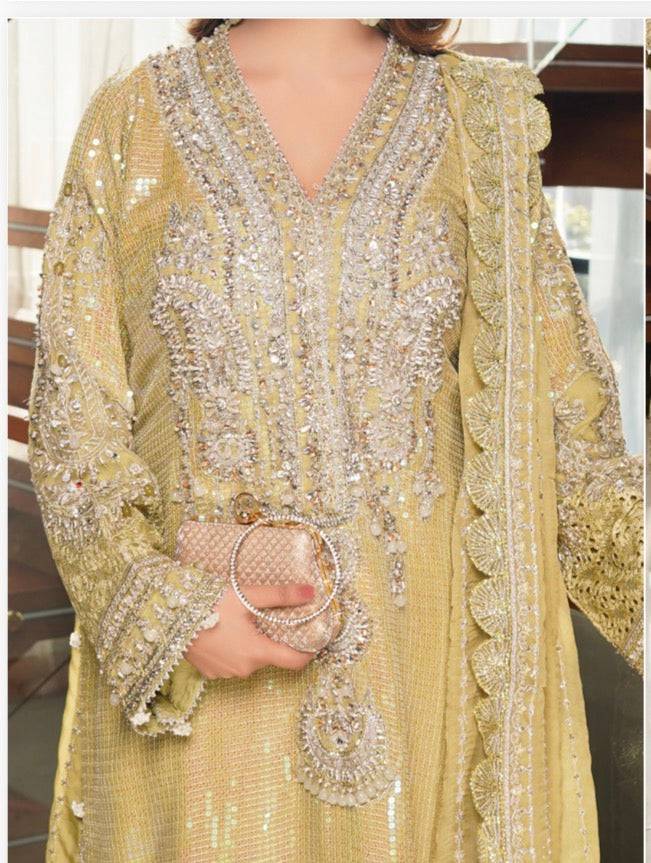 SITARA Luxury Embroidered 3 piece Chiffon Suit | Pakistani Designer Wedding Dress