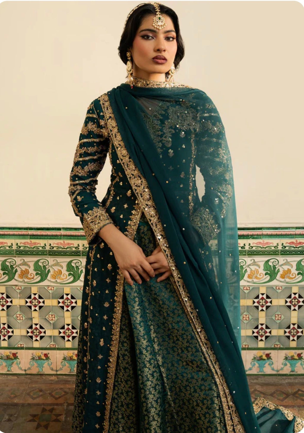 NAZLEEN Embroidered 3 piece Chiffon Suit| Pakistani Designer Wedding Dress