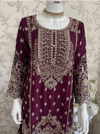 SAFFA Luxury Embroidered Chiffon Suit – 3 Piece Collection