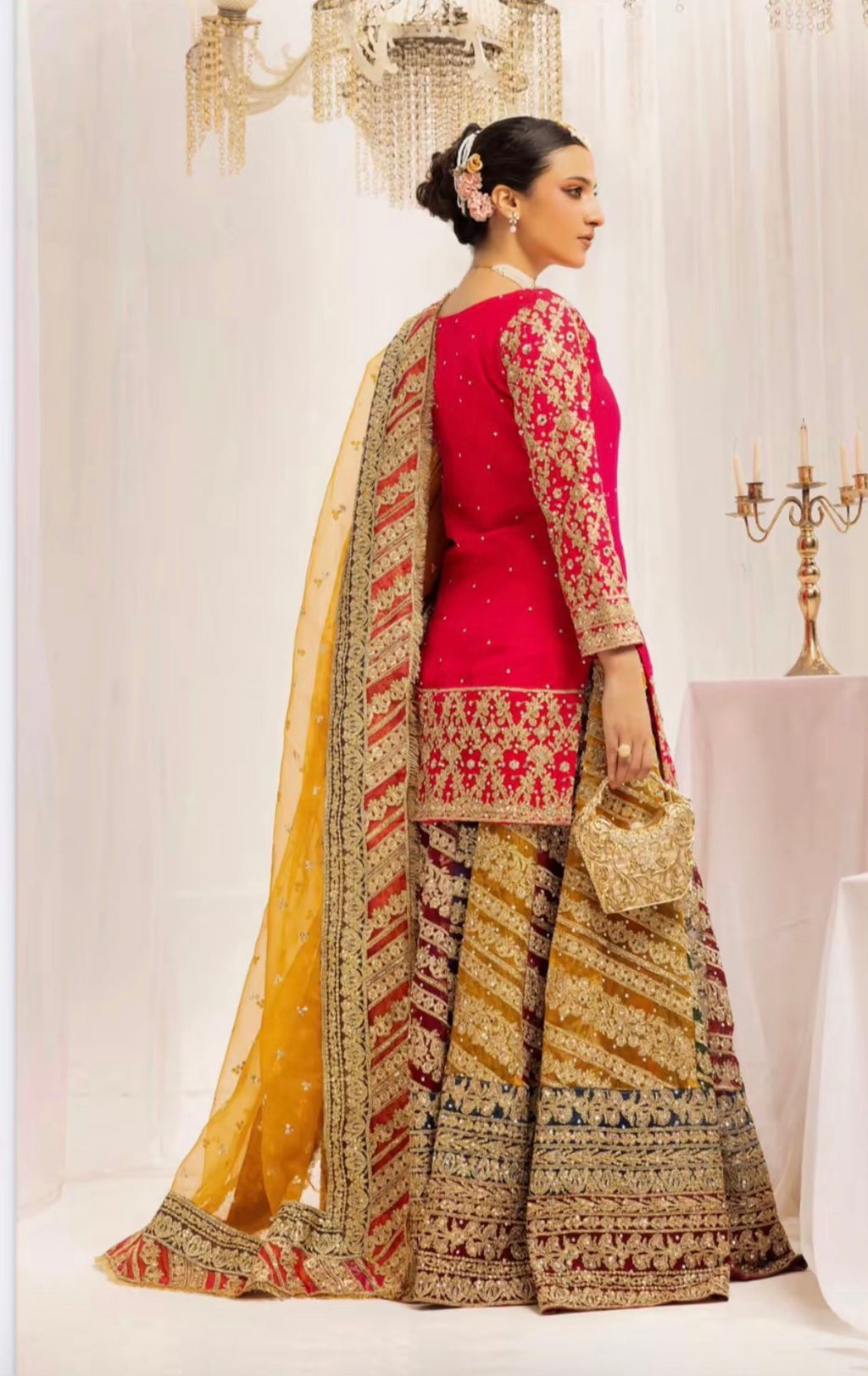 MEHNDI KI RAAT Luxury Embroidered Lehenga Suit – 3 Piece Collection