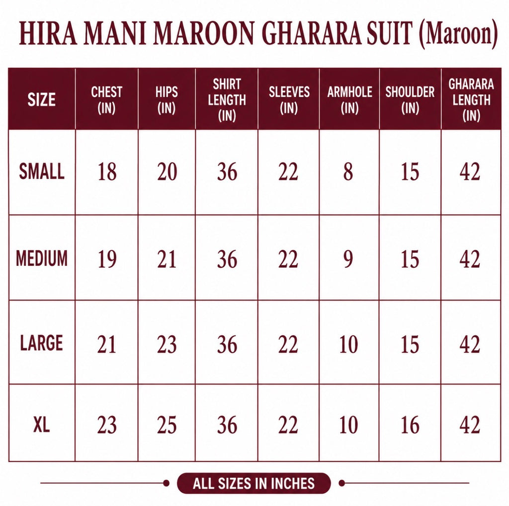 Maroon Embroidered Gharara Suit with organza Dupatta – Luxury Pakistani 3 Piece Set