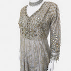 MASHAL…. Embroidered Net Maxi Dress with embroidered organza Dupatta