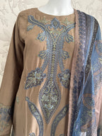 M Prints inspired Embroidered 3-Piece Suit | Pakistani Designer Dress