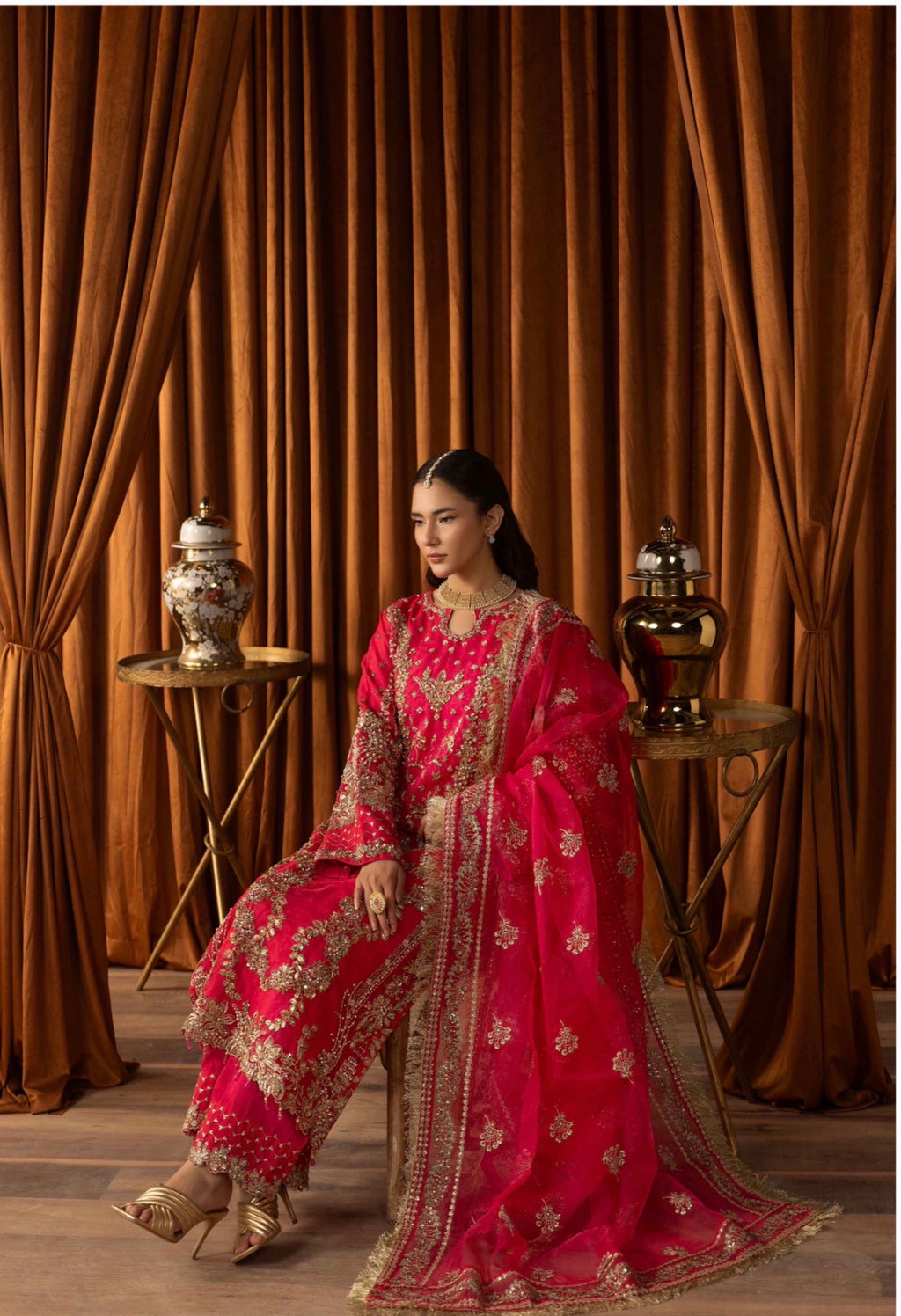 SANGEET Embroidered 3 piece Wedding Suit | Pakistani Mehndi, Mayon & Wedding Wear