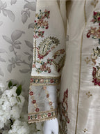 Ivory Cream Embroidered Pakistani 3 Piece Suit – Luxury Eid Festive Wear