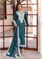 ALMILA Dhanak Embroidered Suit with Embroidered Chiffon Duppatta-3 Piece suit