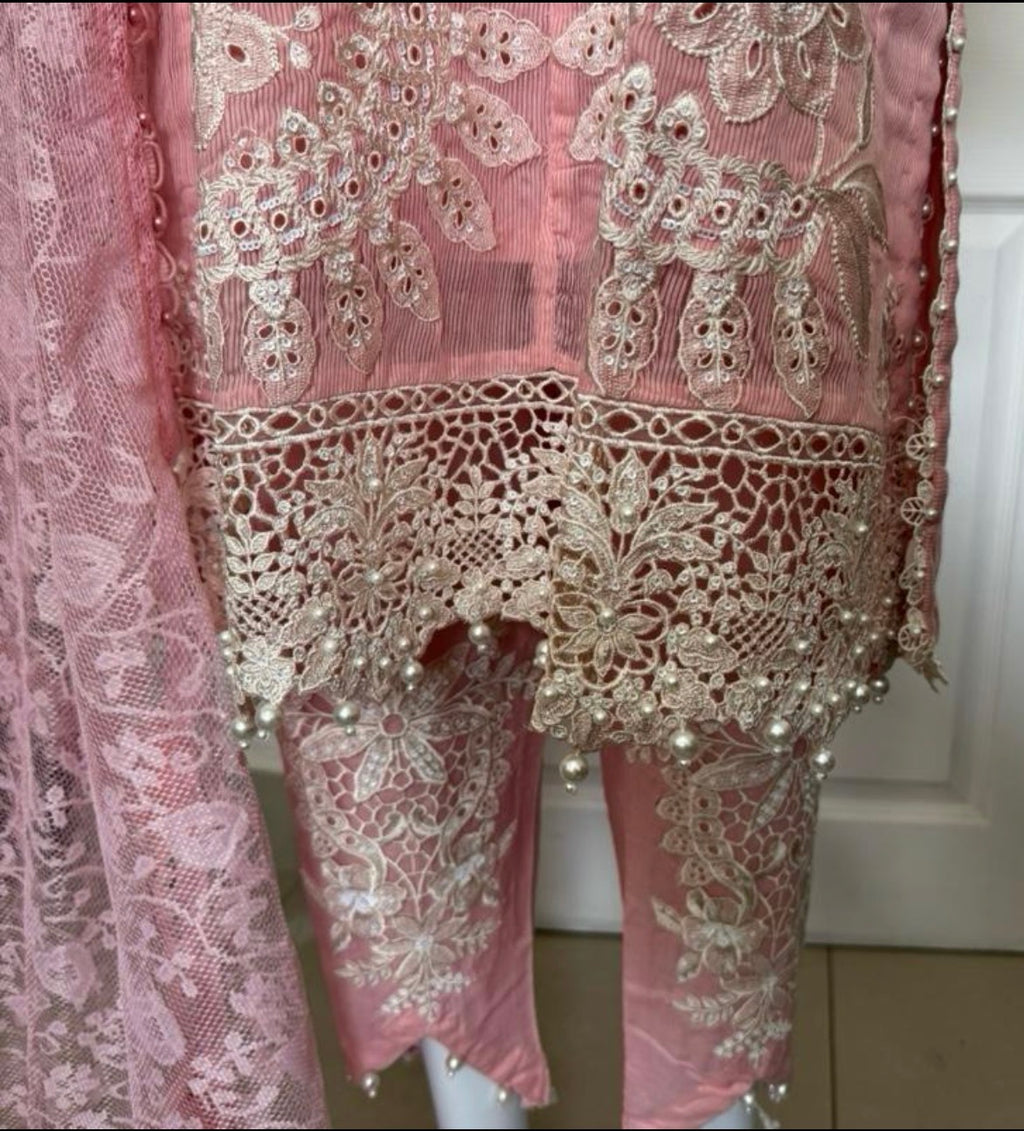 Rose Quartz Luxury Embroidered Suit – 3 Piece Collection