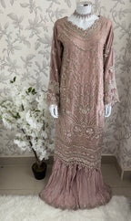 SERENE Blush Pink Embroidered Sharara Suit | Pakistani Designer Wedding Dress