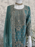 SAFFA Luxury Embroidered Chiffon Suit – 3 Piece Collection
