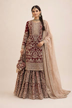 MAAYA Heavy Embroidered Pakistani Gharara Suit with Organza Dupatta