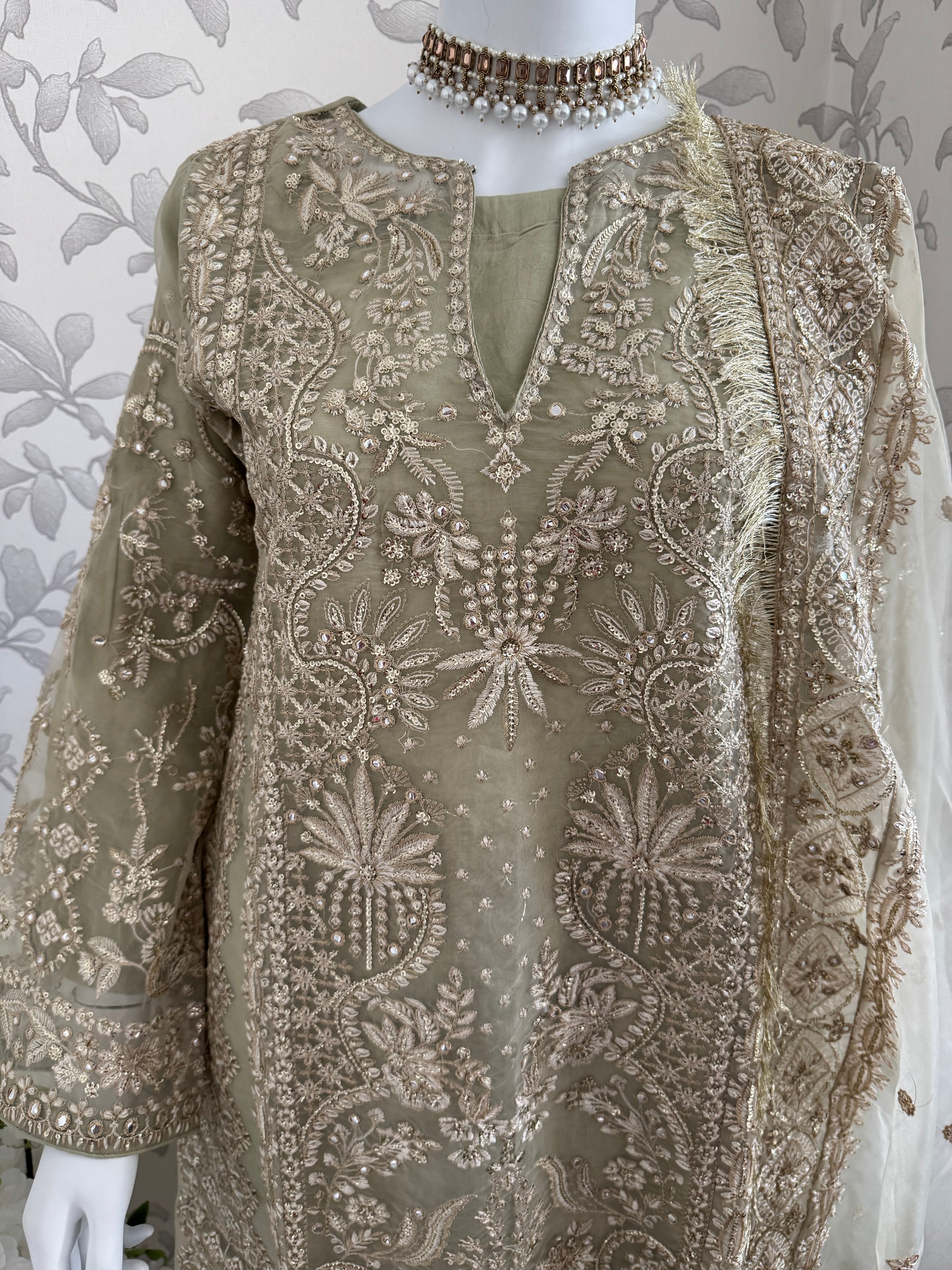 AFROZ Embroidered Organza Suit | Pakistani Wedding & Formal Dress