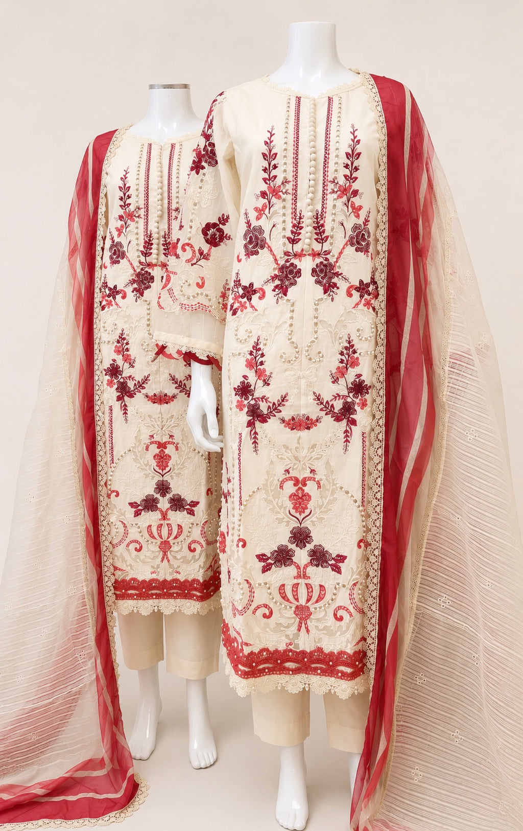 Rose Blossom Luxury Embroidered 3-Piece Suit