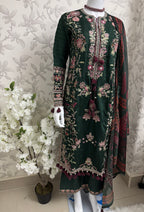 HUSN-E-EID Emerald green Embroidered -3 pieces Suit
