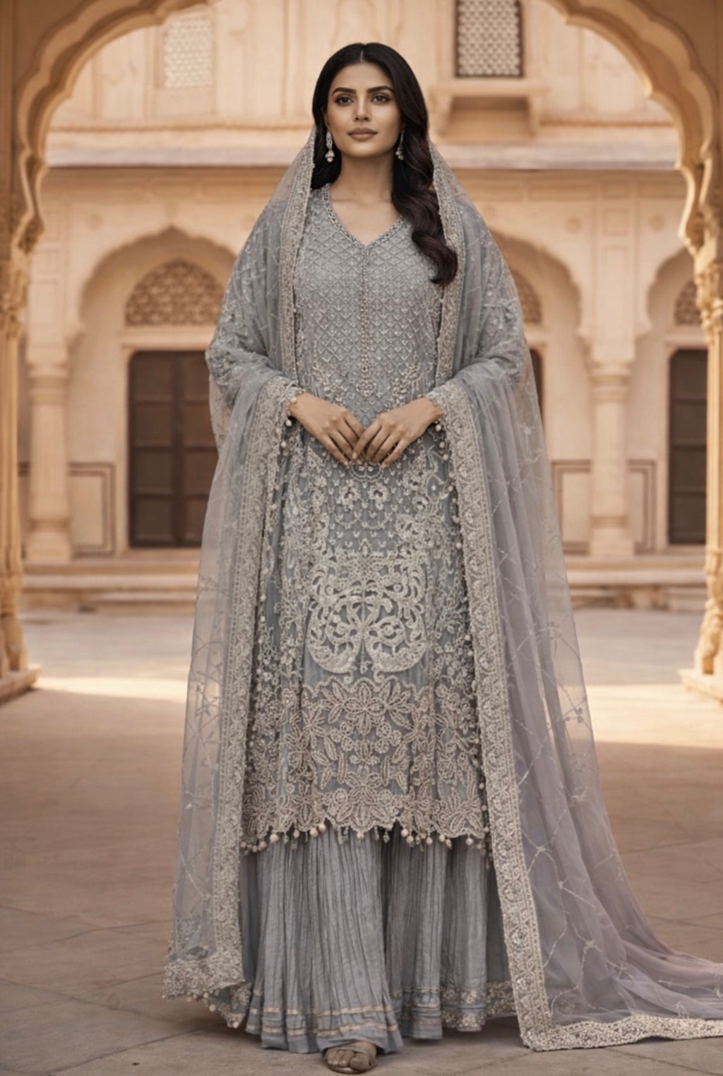 GHAZAL….Embroidered soft organza suit with organza duppatta