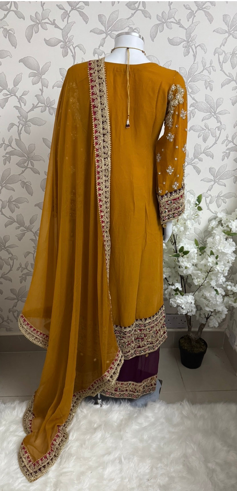 AYLAA Luxury Embroidered Chiffon Suit – 3 Piece Collection