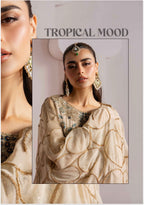 ALANI Champagne Beige Embroidered Peplum Suit | Luxury Pakistani 3 Piece Palazzo Set