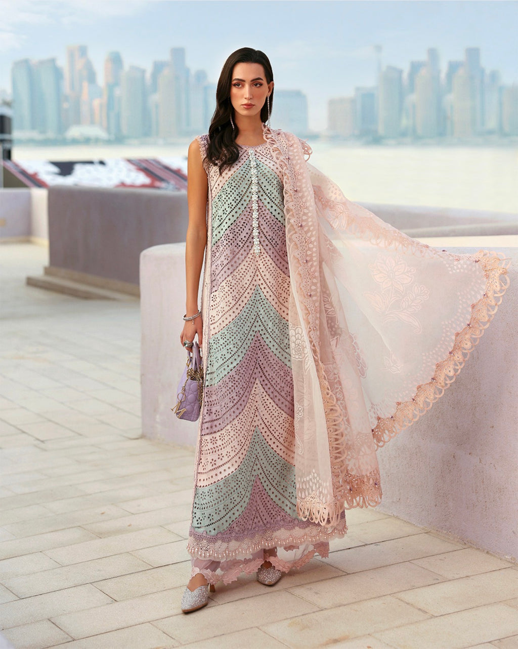 Pastel Bloom Luxury Lawn Suit – 3 Piece Collection