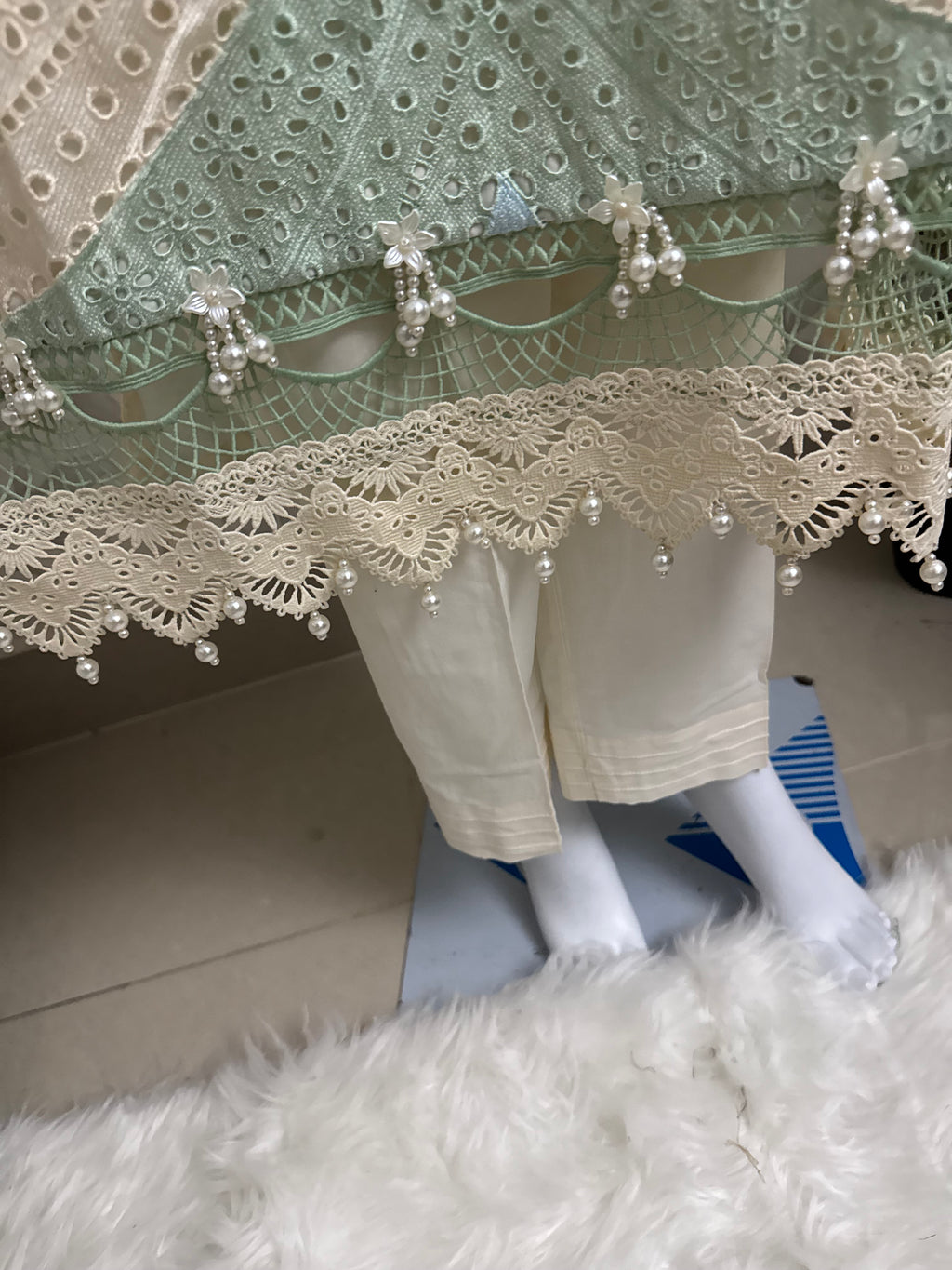 Mint Pearl Luxury Embroidered Suit – 3 Piece Collection