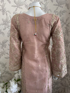 AFROZ Blush Pink Embroidered Organza Suit | Pakistani Wedding & Formal Dress