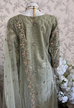 PEARLS Mint Green Luxe Hand-Embellished Pakistani 3 piece Suit