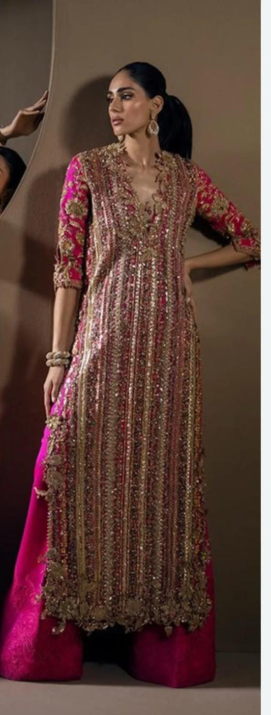 Sana Safinaz- (Inspired) 3pcs Heavy Embroided Wedding Collection with Embroided Sharara